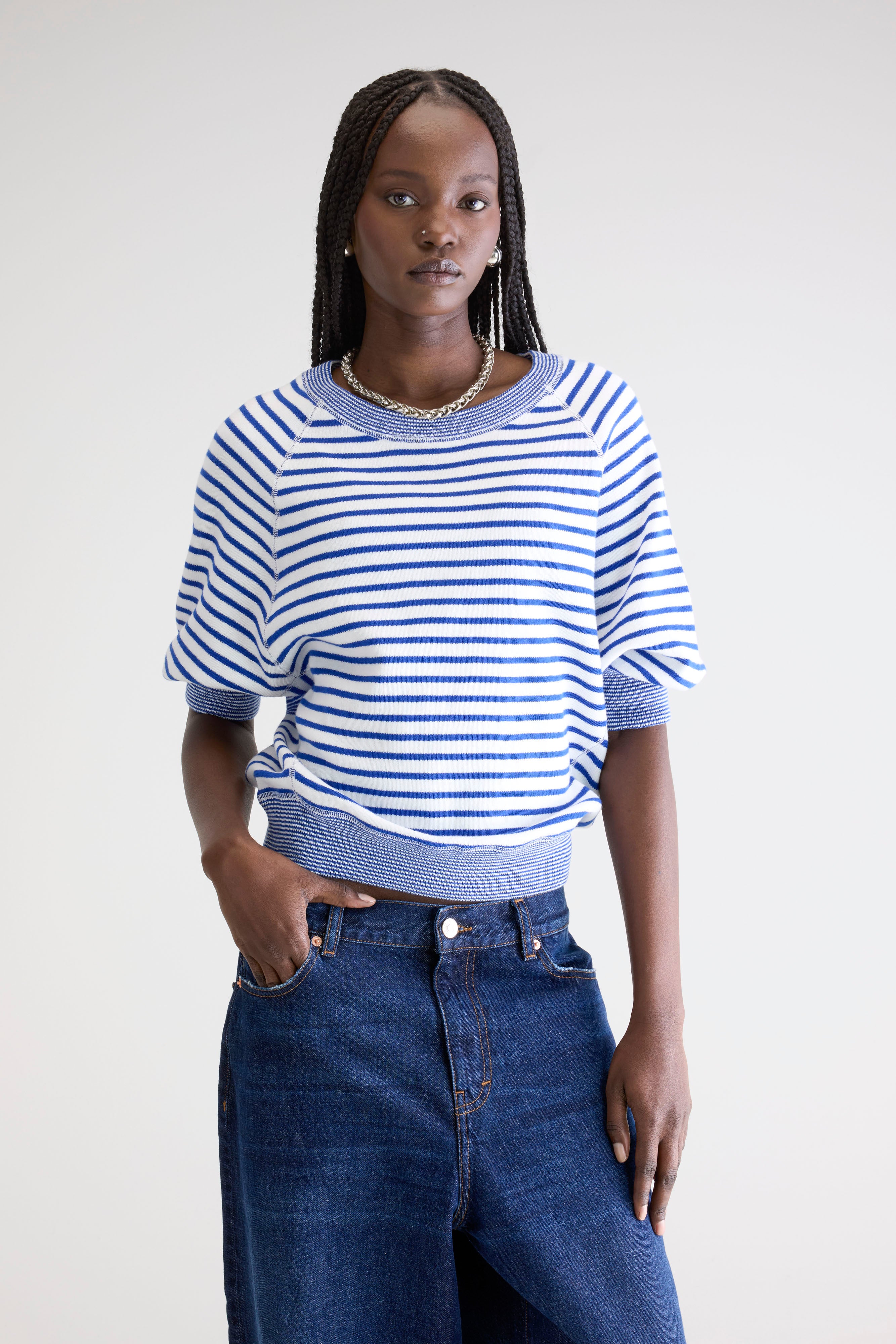 Anglet Crew-neck Sweater - Gitane / Vintage white For Women | Bellerose