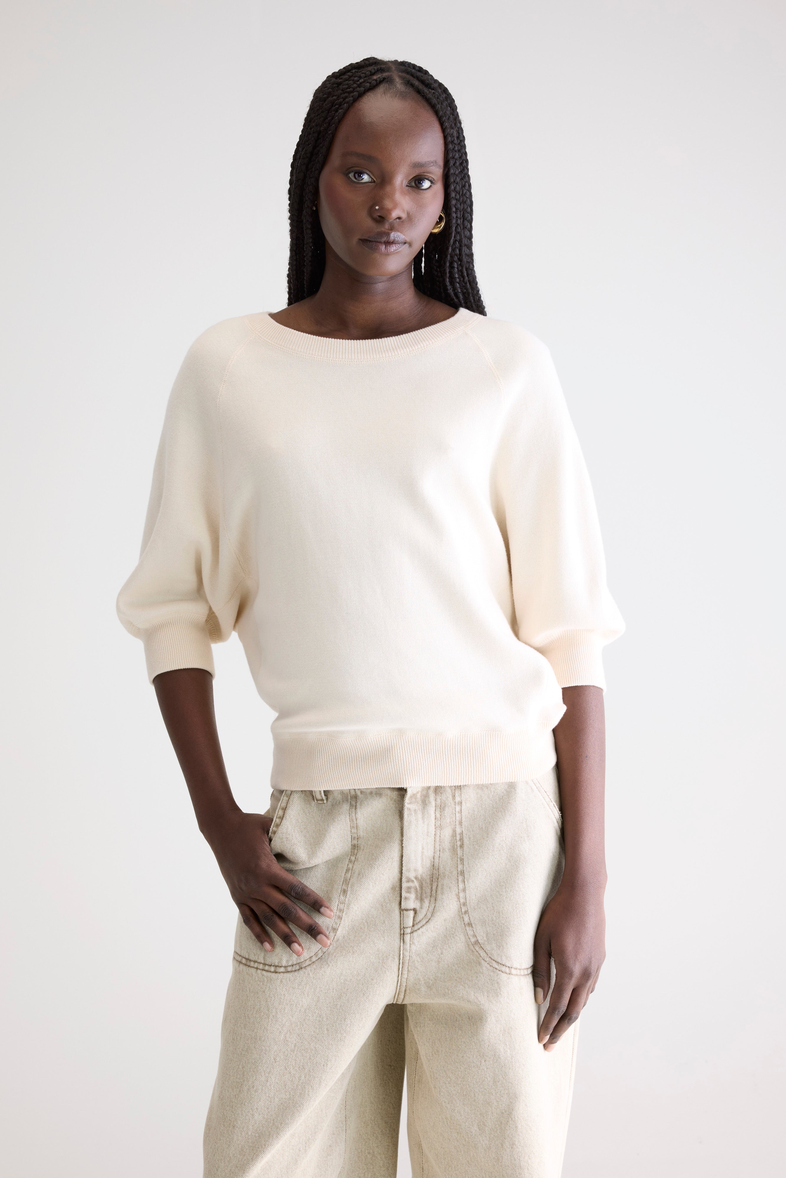 Anglet Crew-neck Sweater - Milky way For Women | Bellerose