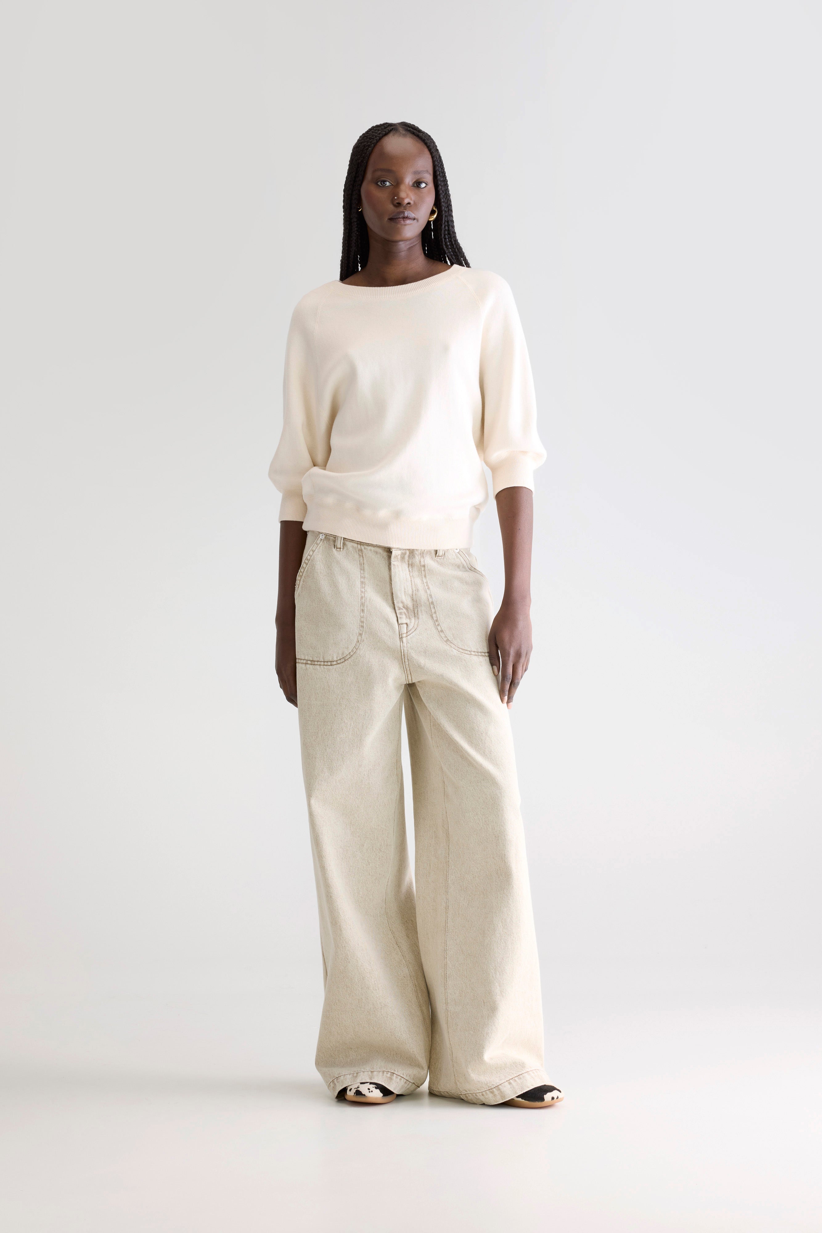 Anglet Crew-neck Sweater - Milky way For Women | Bellerose