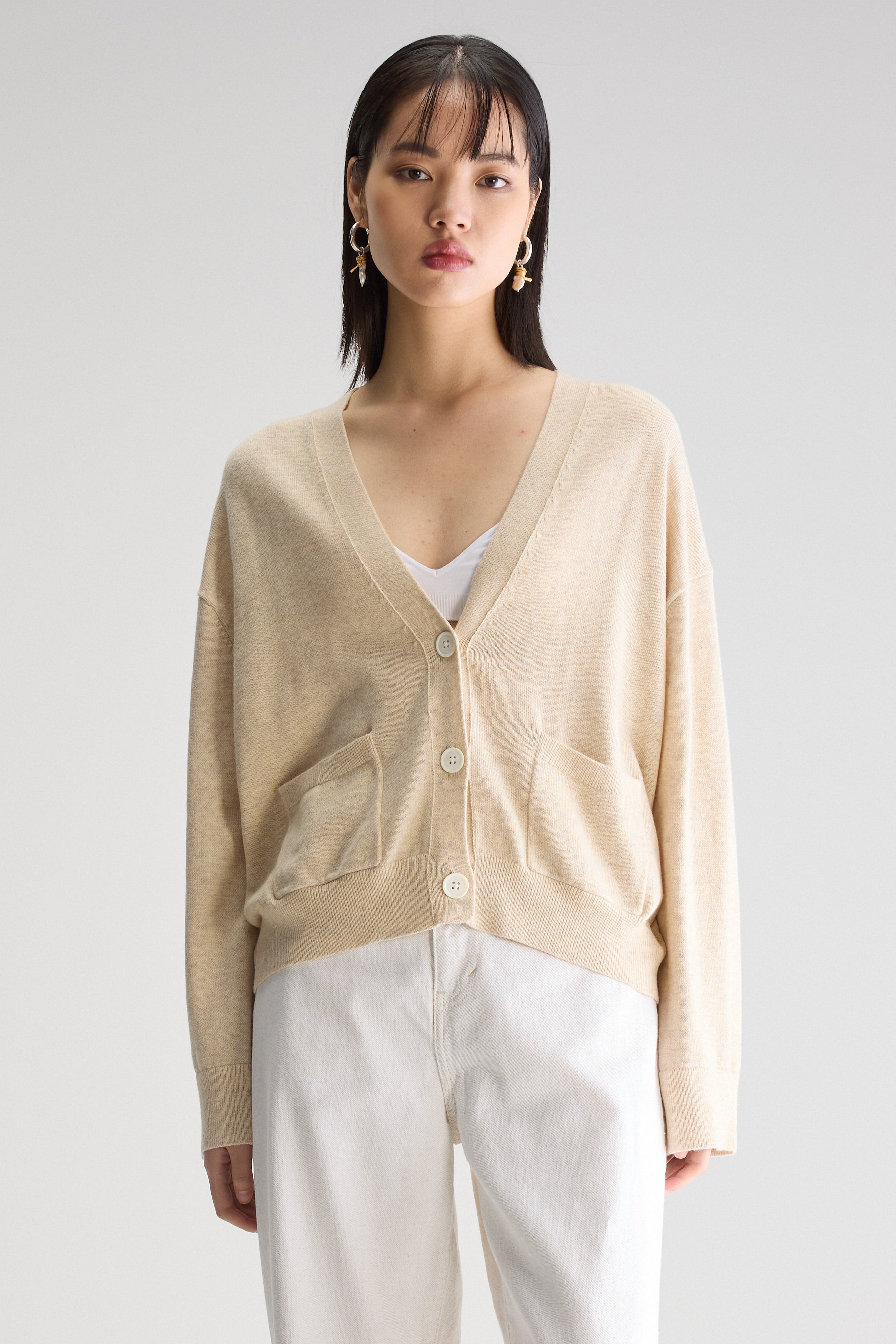 Gakkin V-neck Cardigan - Macadamia / Oatmeal For Women | Bellerose